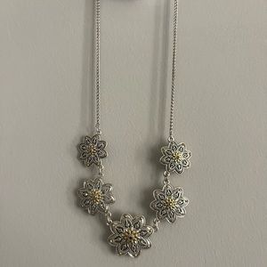 lucky brand two-tone gold and silver floral necklace
